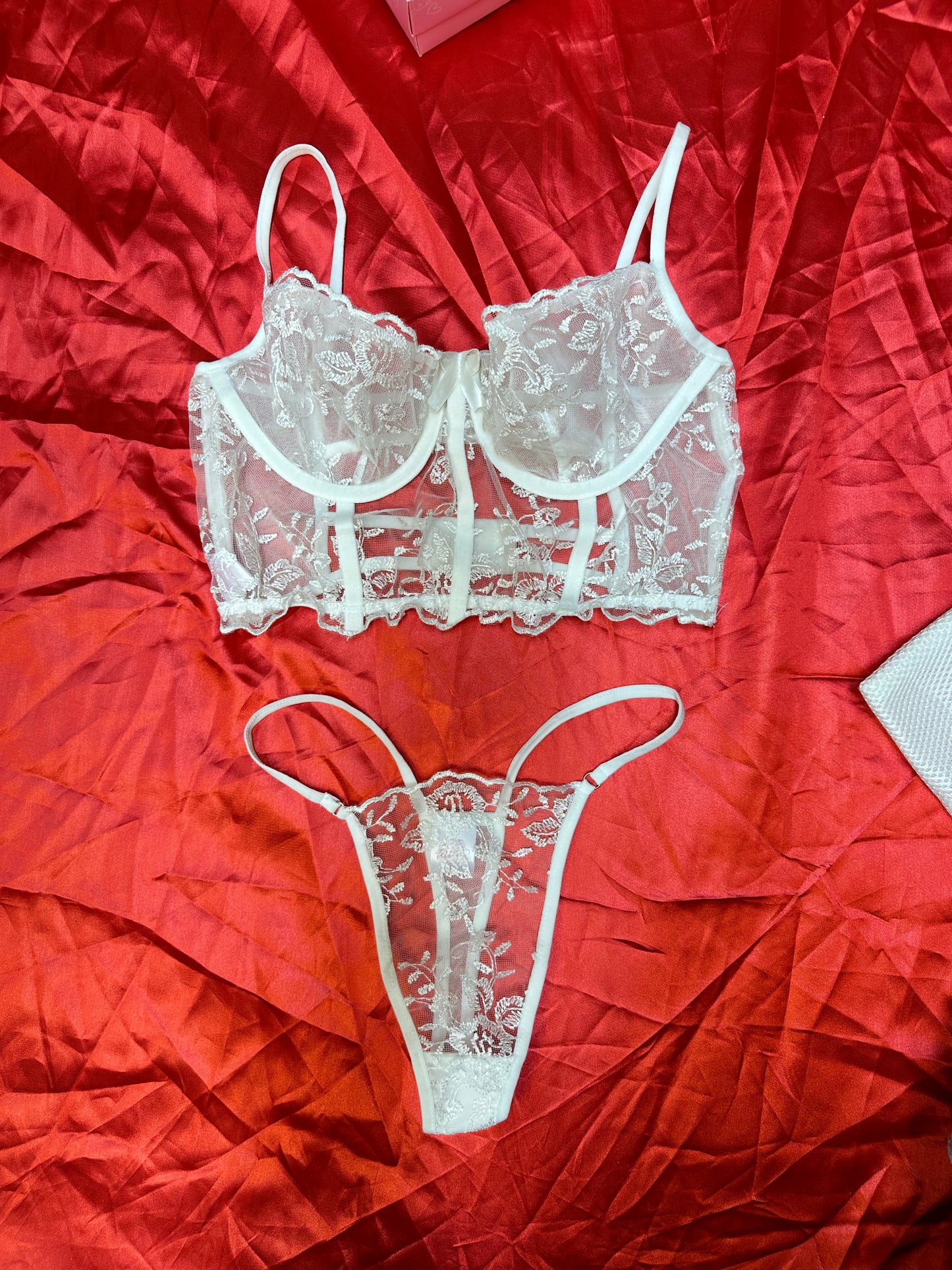 Lace Flow Corset Thong Set
