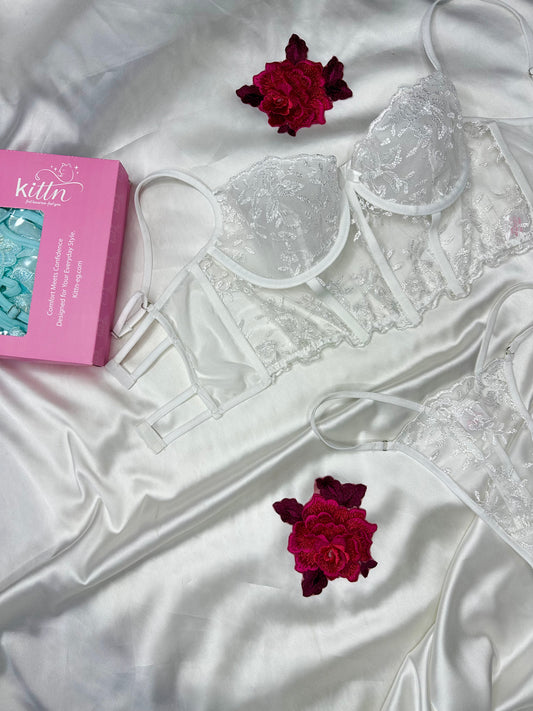Lace Flow Corset Thong Set