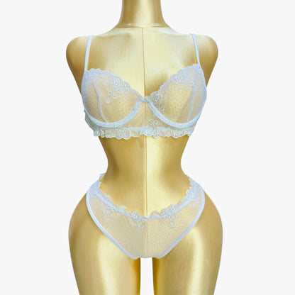 Floral Embroidered Lingerie set - White