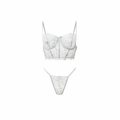 Lace Flow Corset Thong Set