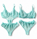 3-Piece Floral Lingerie Set Turquoise