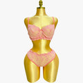Floral Embroidered Lingerie Set - Rose