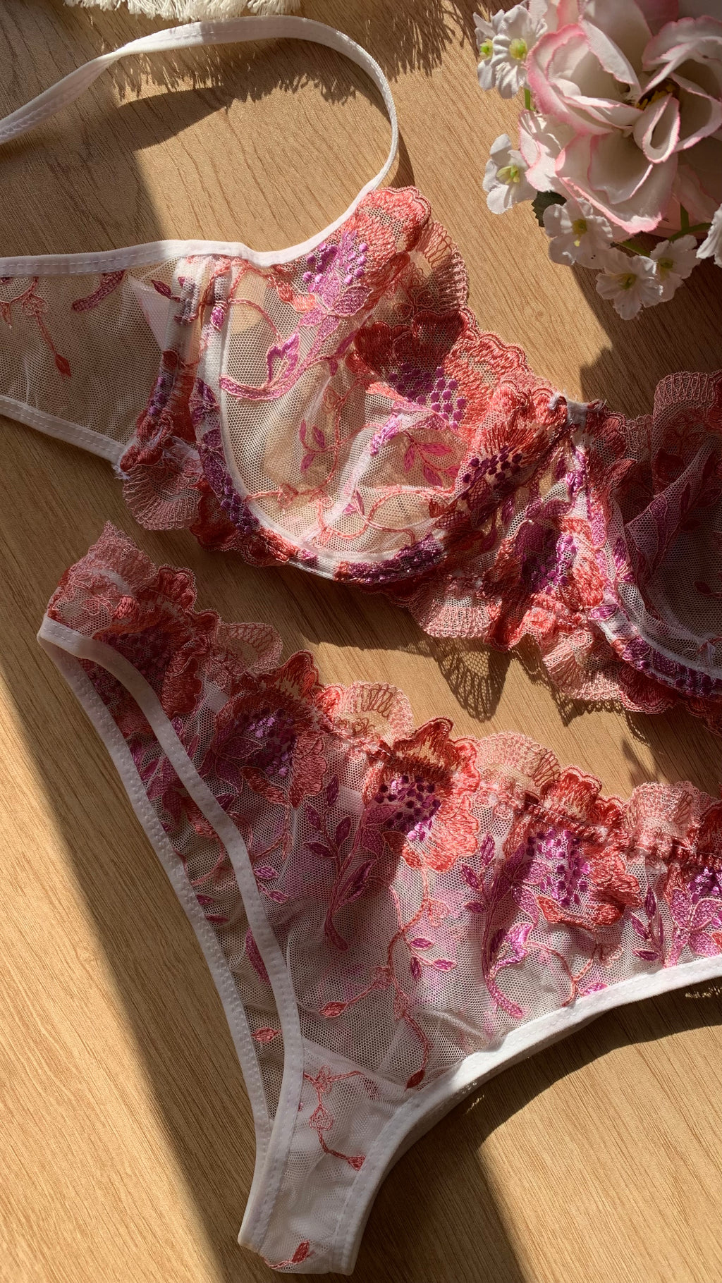 Floral Embroidered Lingerie set
