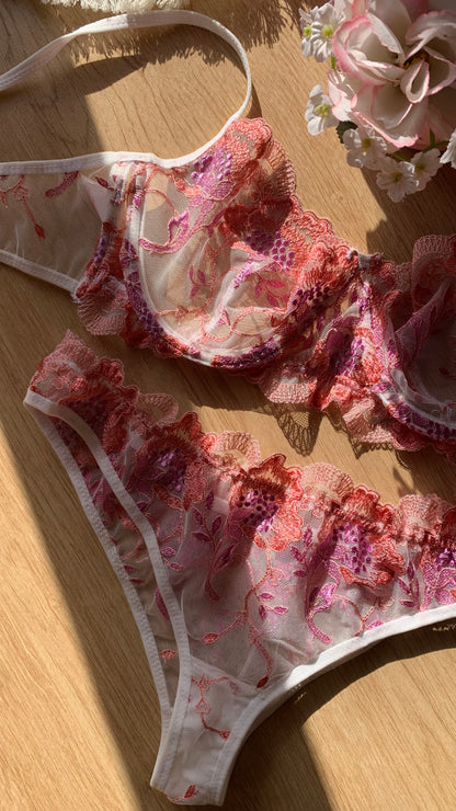 Floral Embroidered Lingerie set
