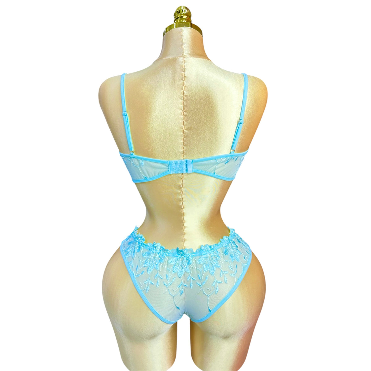 3-Piece Floral Lingerie Set Turquoise
