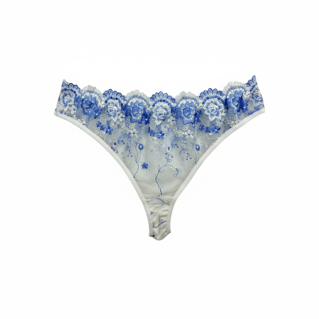 Embroidered mesh Lingerie set baby Blue