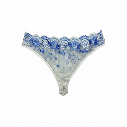 Embroidered mesh Lingerie set baby Blue