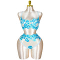 Floral Embroidered Lingerie Set - Baby Blue