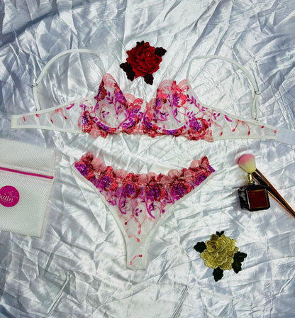 Floral Embroidered Lingerie set