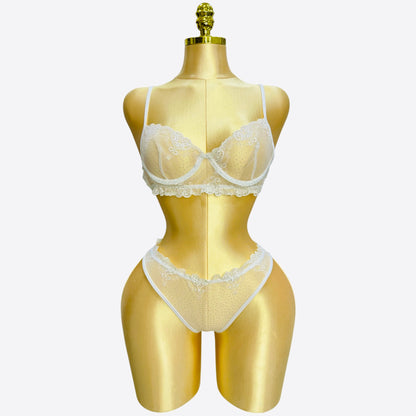 Floral Embroidered Lingerie set - White