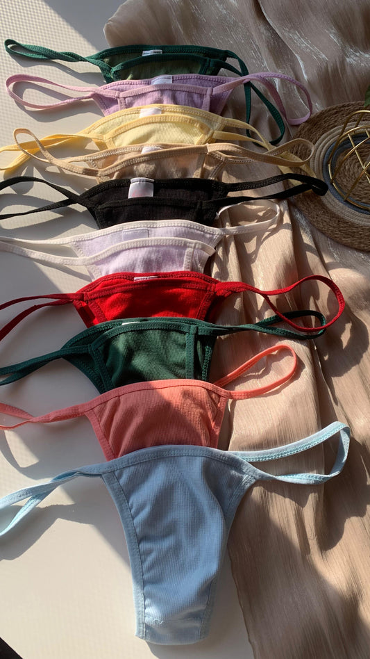 Cotton Ribbed Thong Panty (Pack of 10)