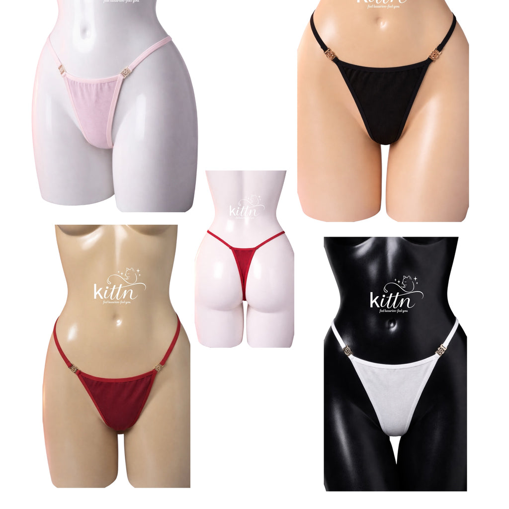 Cotton Rabbed Thong Panty (Pack of 4)