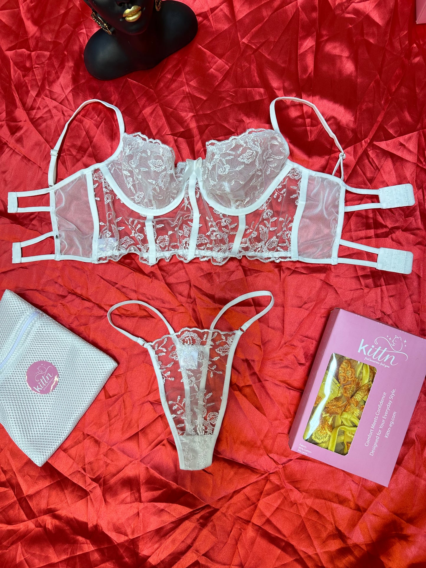 Lace Flow Corset Thong Set