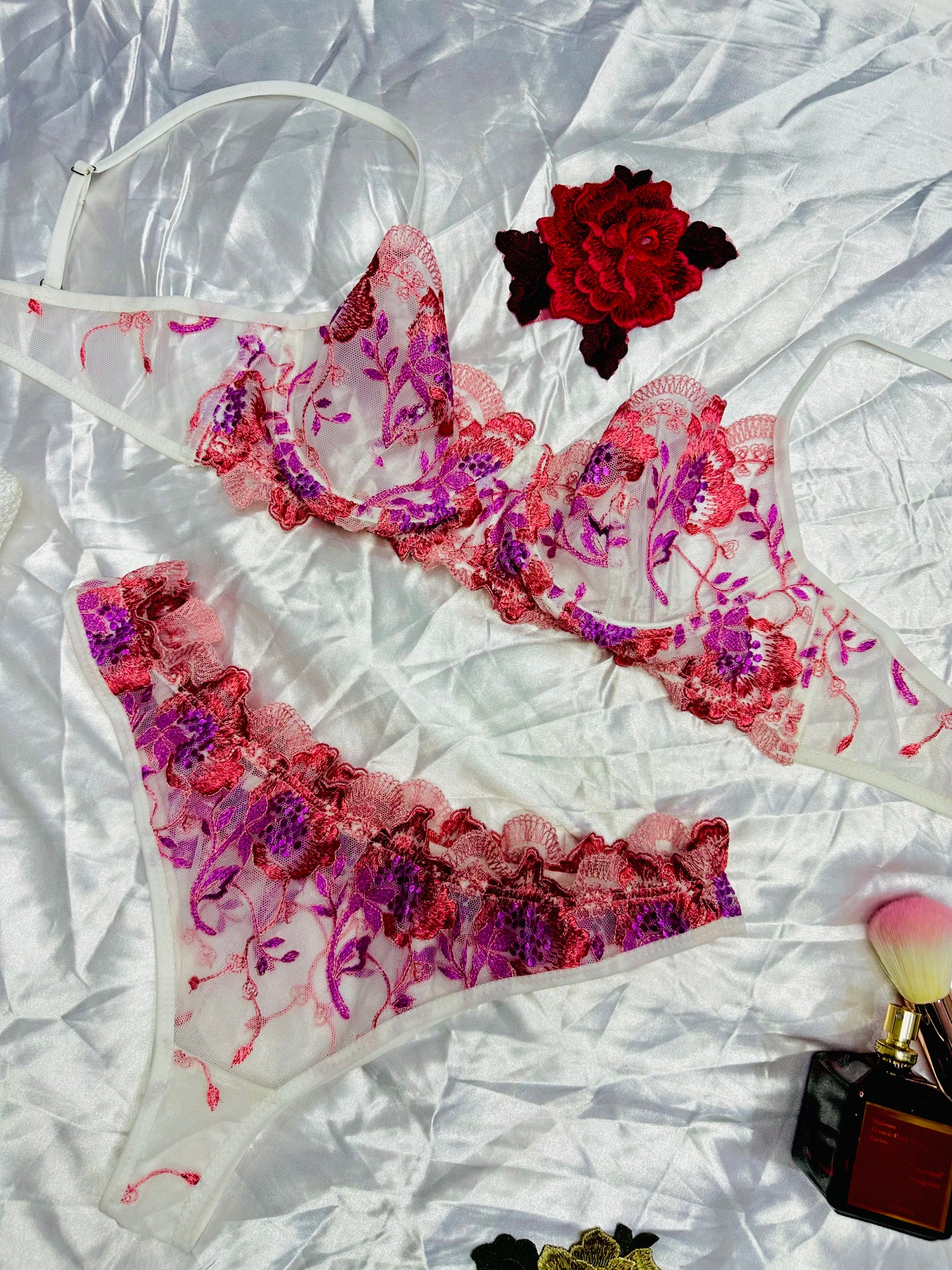 Floral Embroidered Lingerie set
