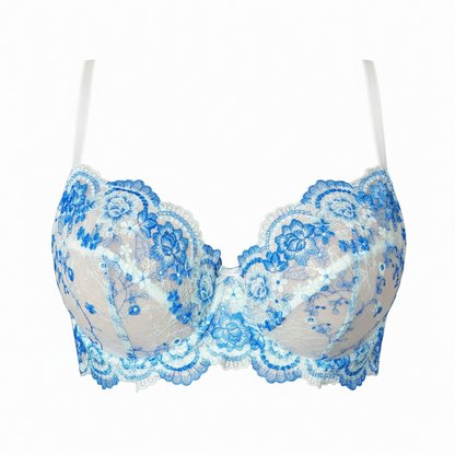 Embroidered mesh Lingerie set baby Blue