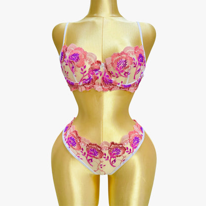 Floral Embroidered Lingerie set