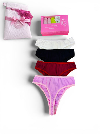 cotton ribbed thong panty (Pack of 4)