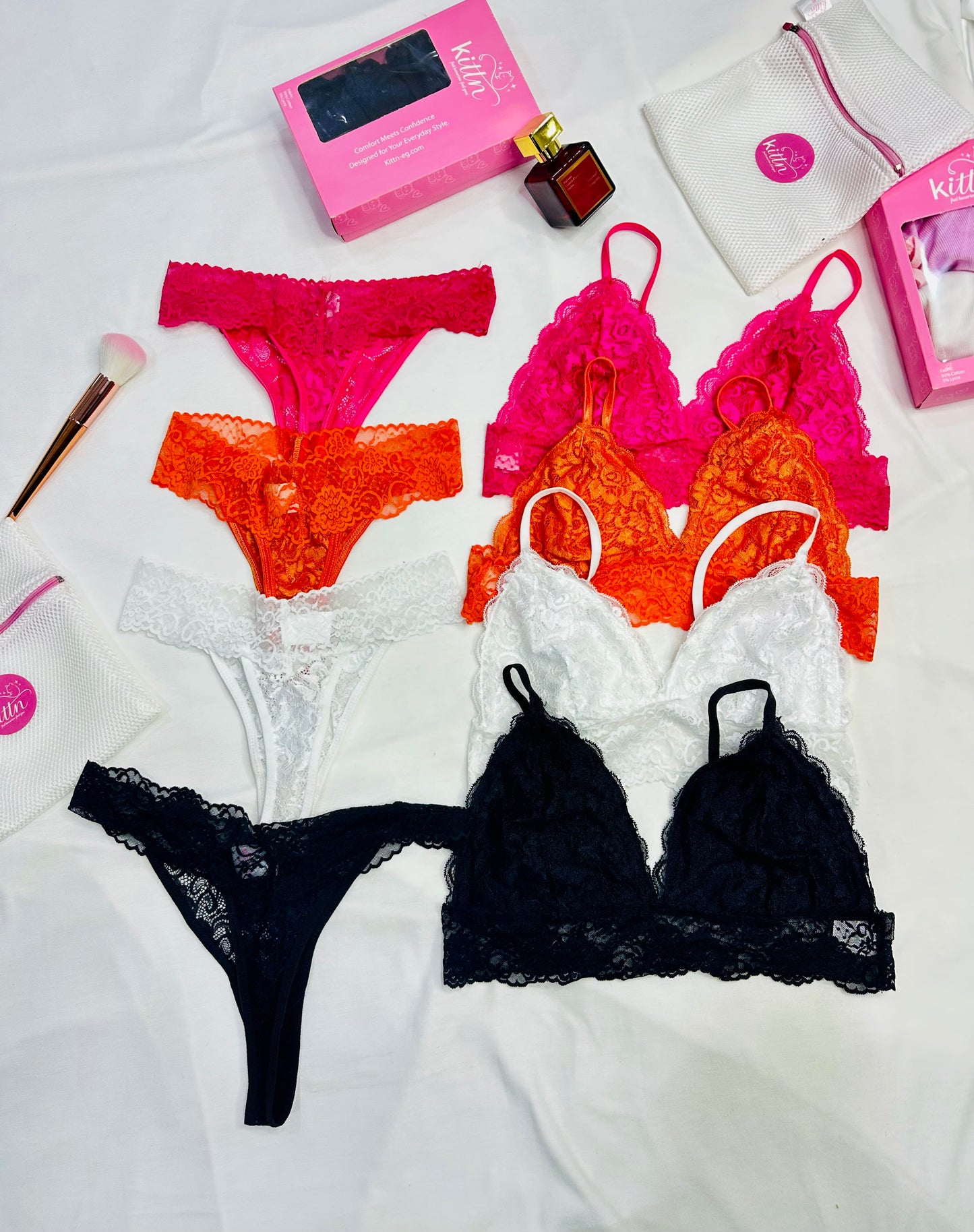 Lace Bralette and Panty Set (Pack of 4)