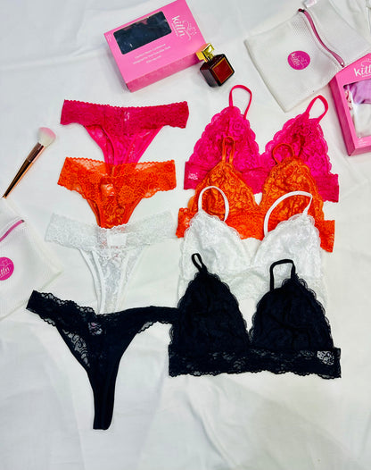 Lace Bralette and Panty Set (Pack of 4)