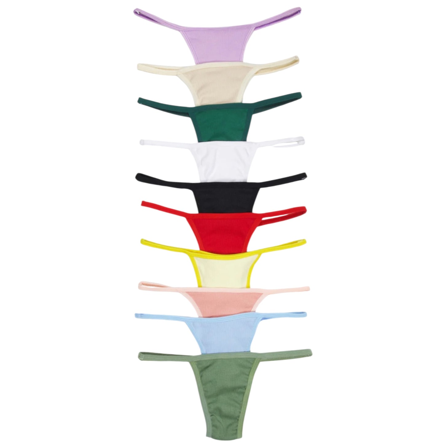 Cotton Ribbed Thong Panty (Pack of 10)