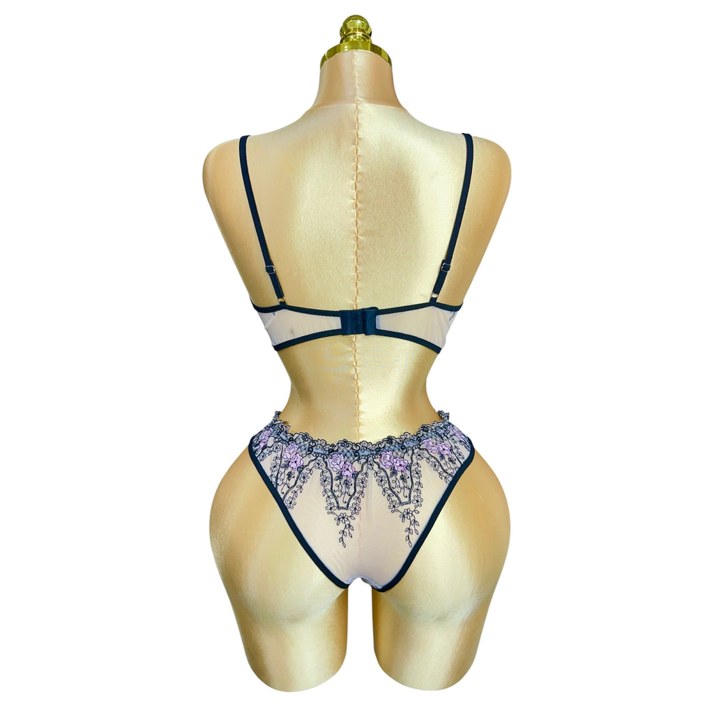 Floral Embroidered mesh Lingerie set 3