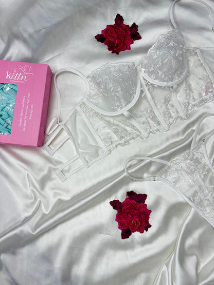 Lace Flow Corset Thong Set