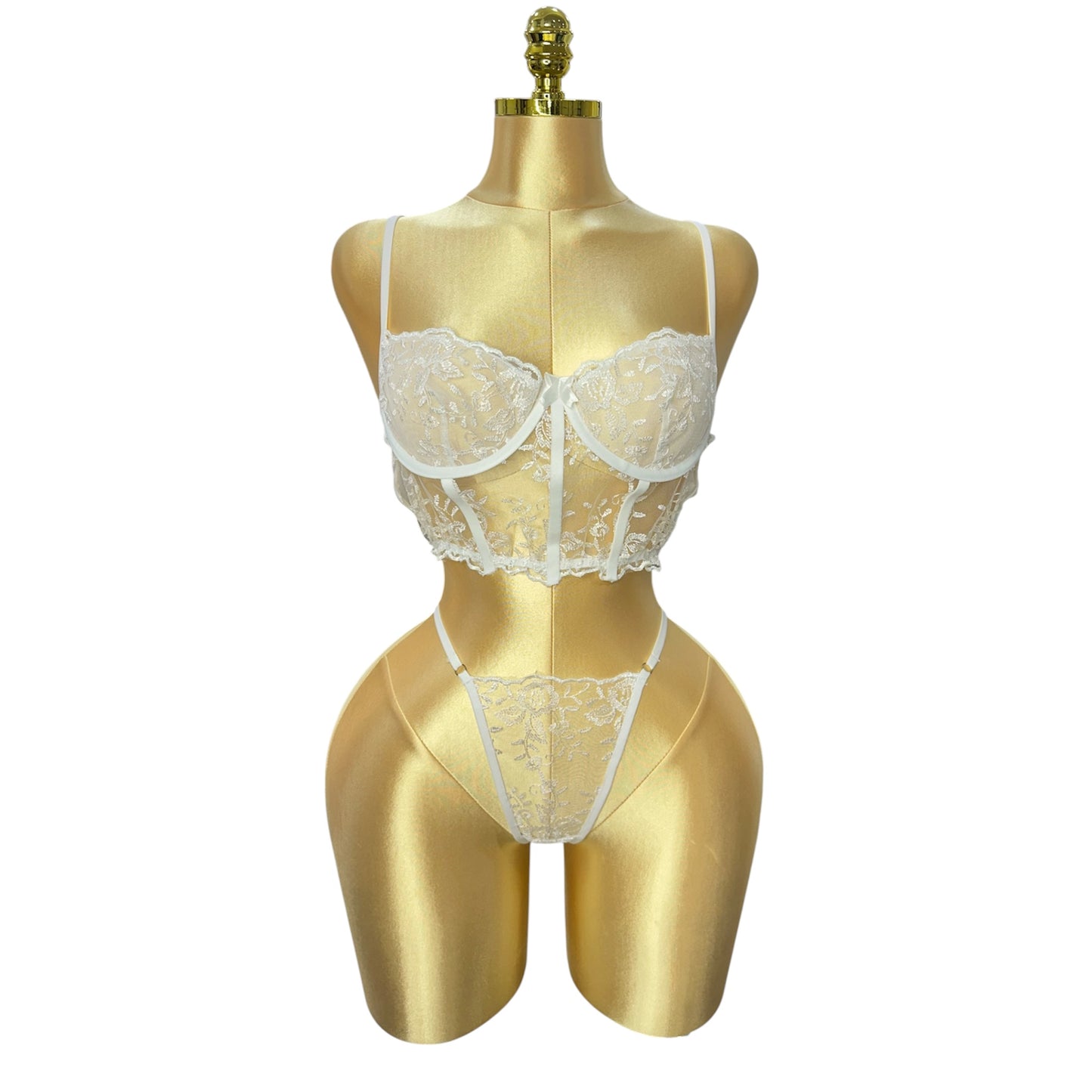 Lace Flow Corset Thong Set