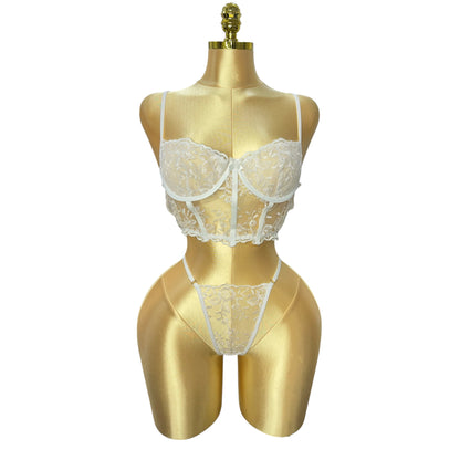 Lace Flow Corset Thong Set