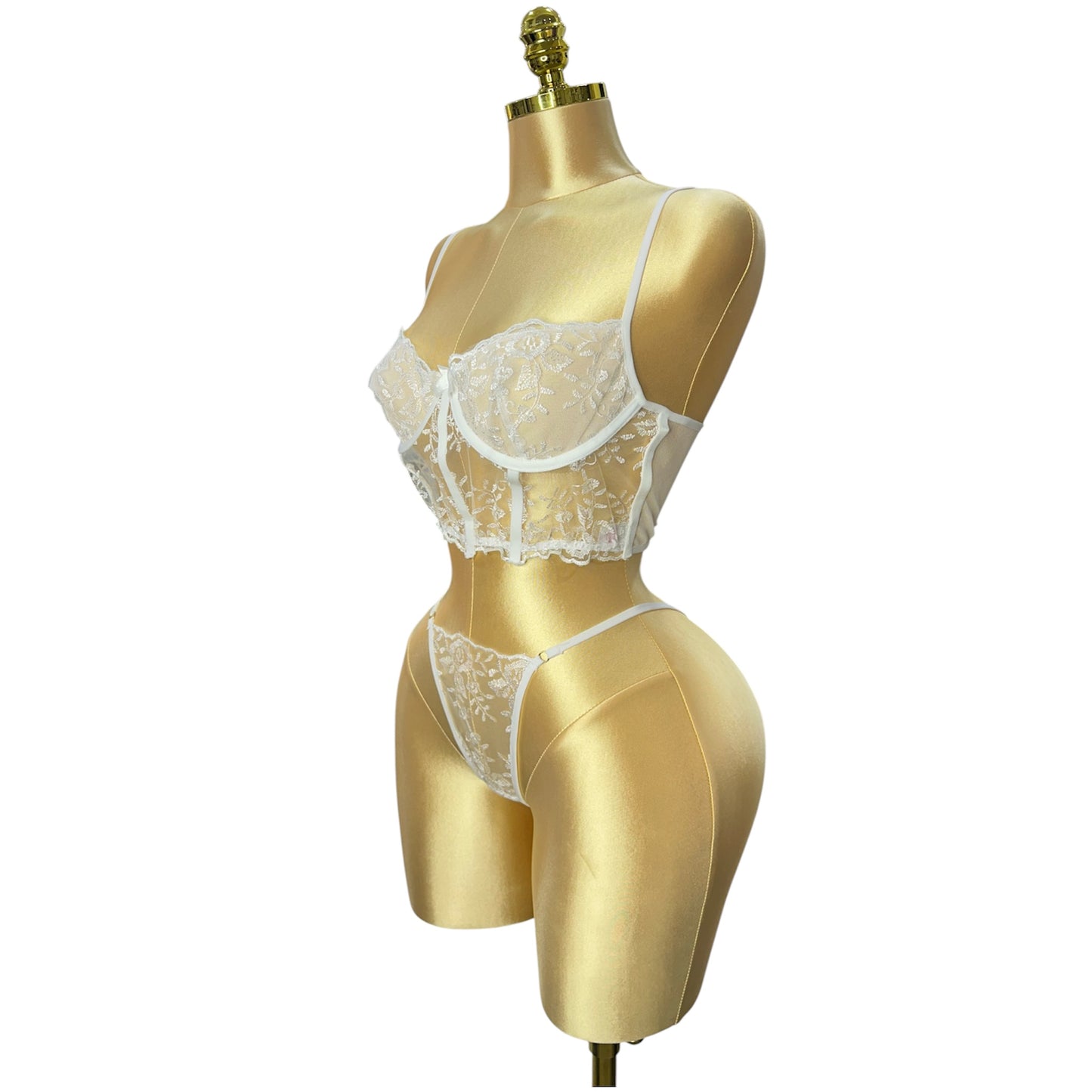 Lace Flow Corset Thong Set