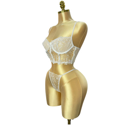 Lace Flow Corset Thong Set