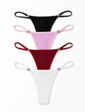Cotton Rabbed Thong Panty (Pack of 4)