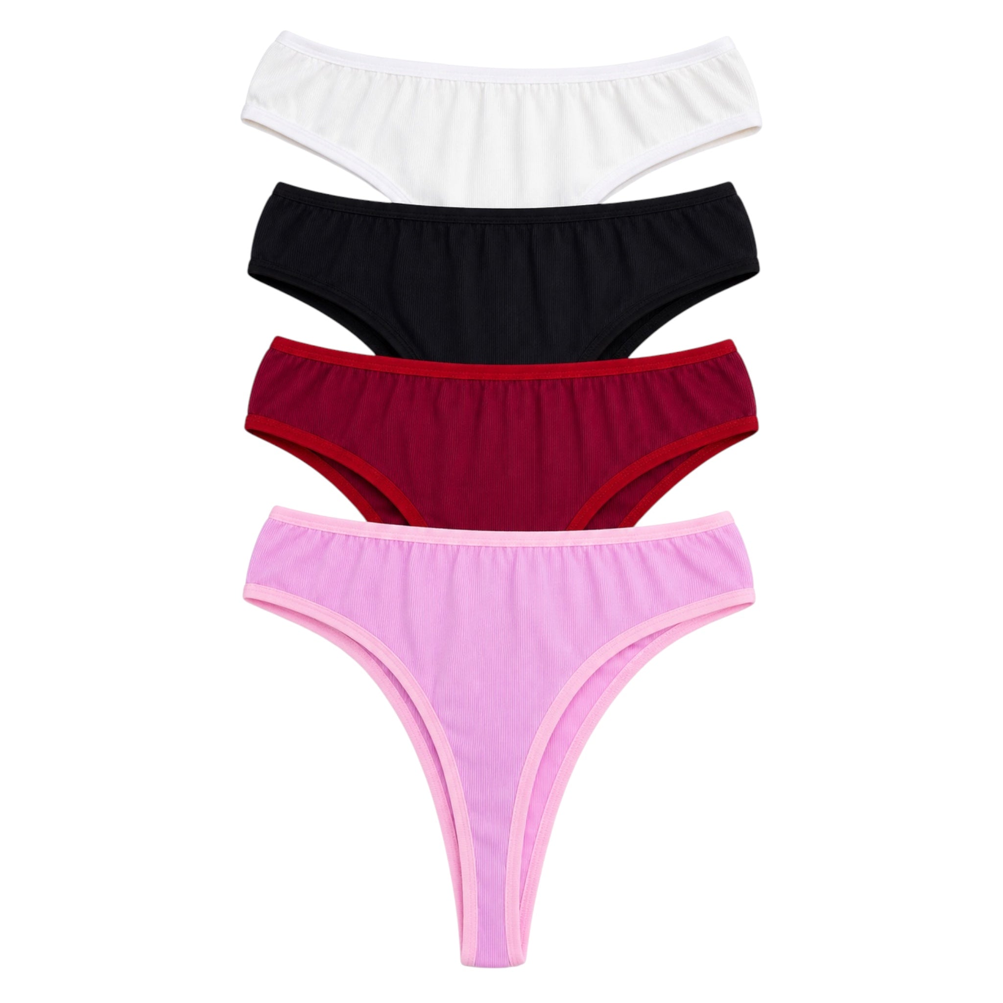 cotton ribbed thong panty (Pack of 4)