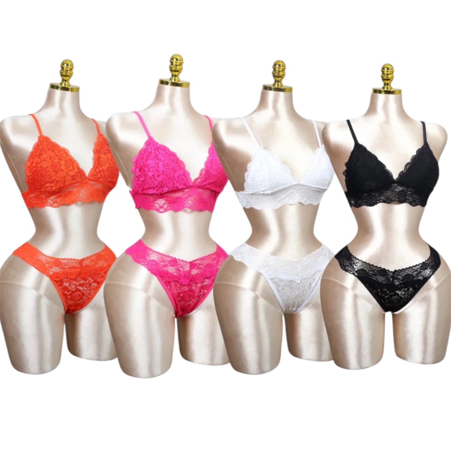 Lace Bralette and Panty Set (Pack of 4)