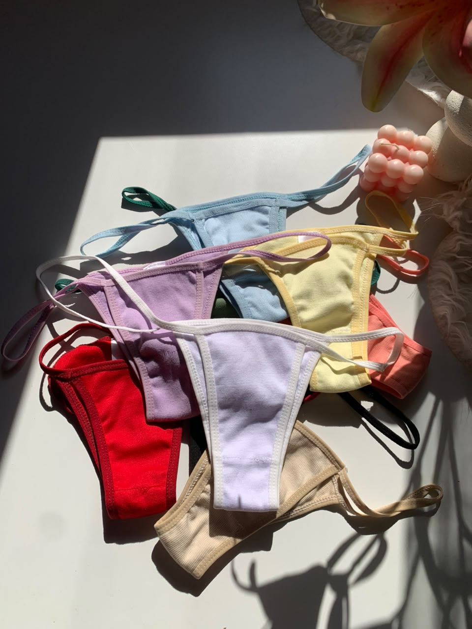 Rib Cotton Thong Panty – 10 Colors