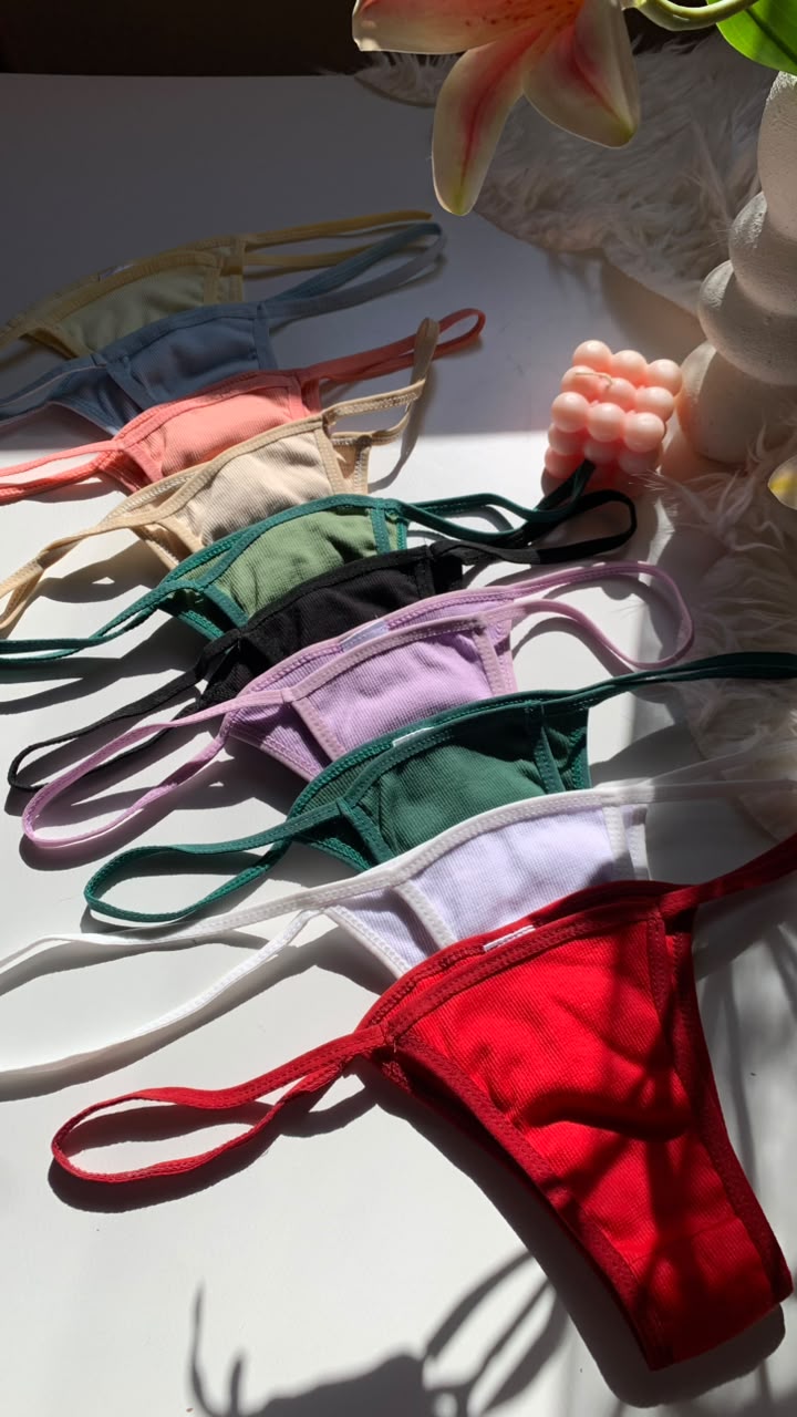 Rib Cotton Thong Panty – 10 Colors