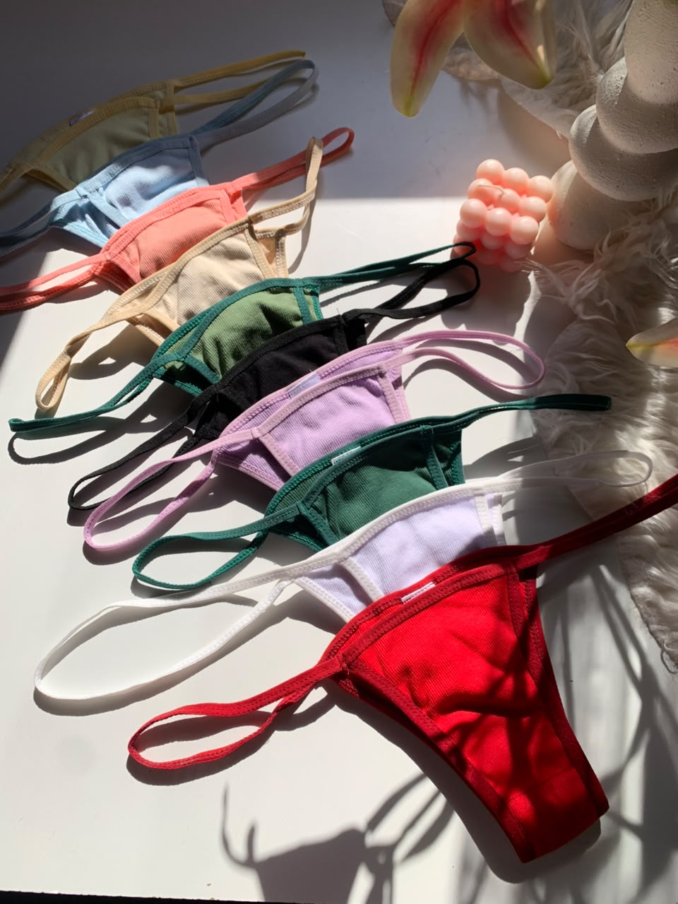 Rib Cotton Thong Panty – 10 Colors
